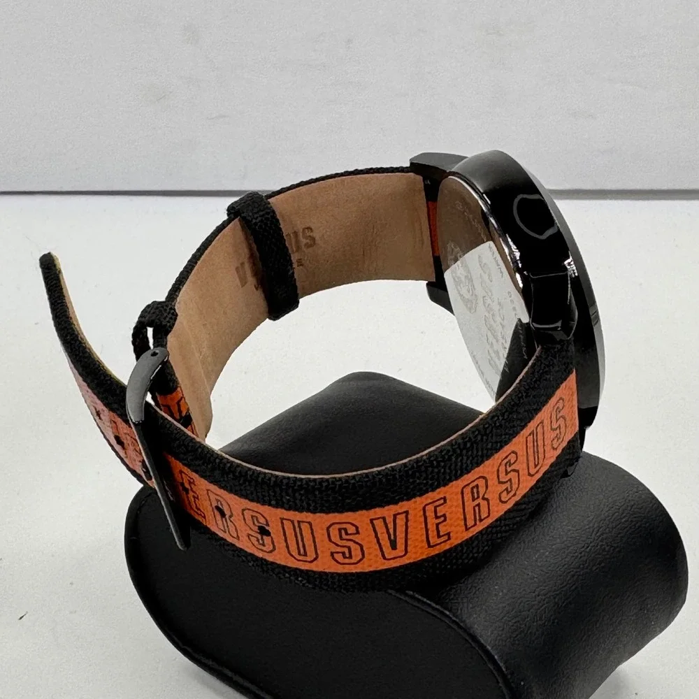 Versus Versace Mens Watch Black Orange Logo Canvas Strap VSPHN0220 Luxury Sport